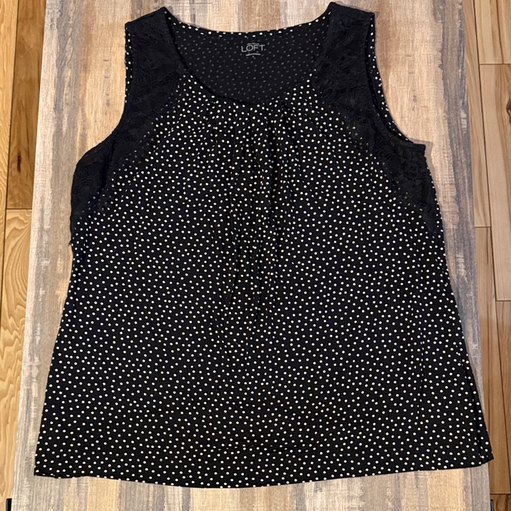 LOFT Black and White Polka Dot Tank Top